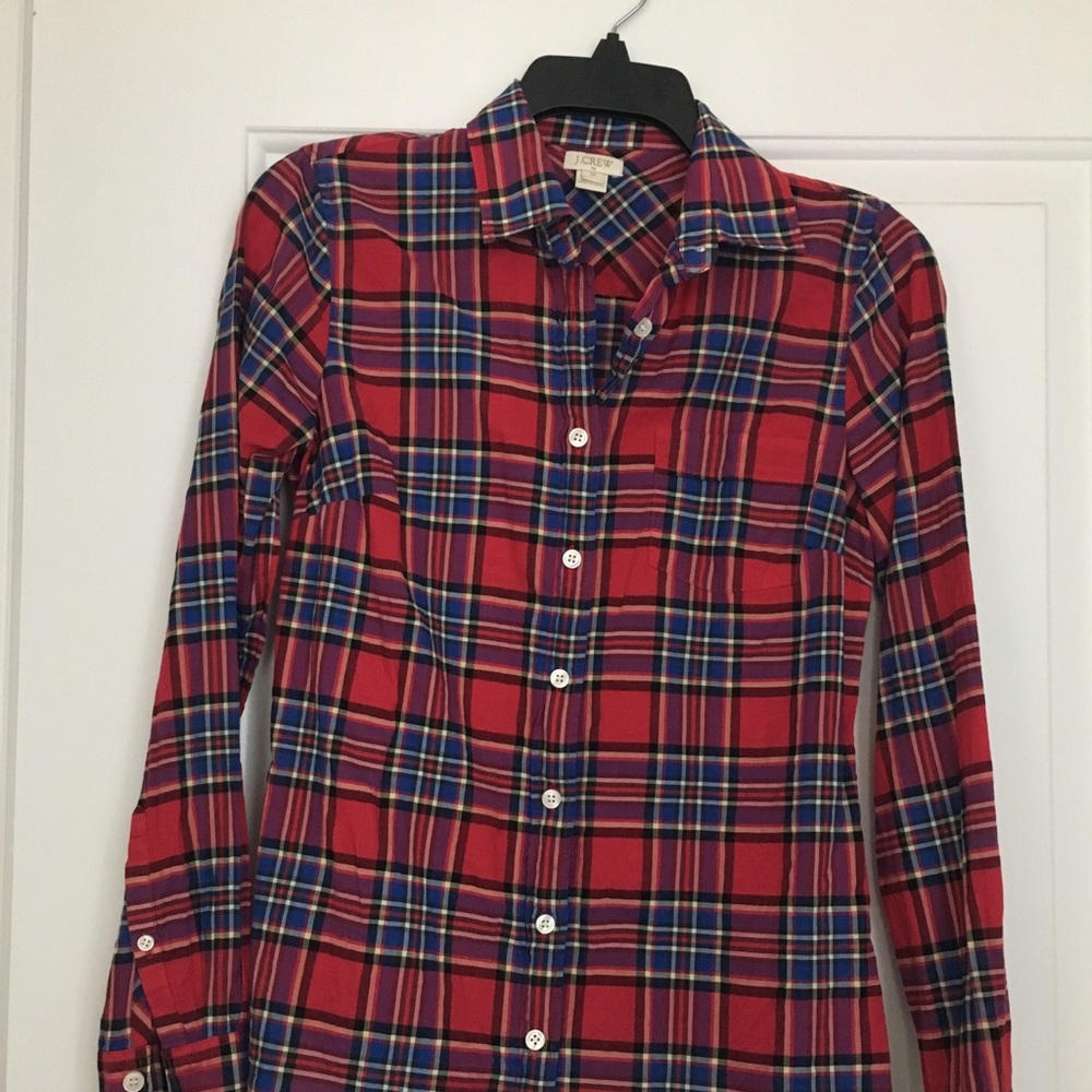 J Crew Pink Plaid button down. size XS.